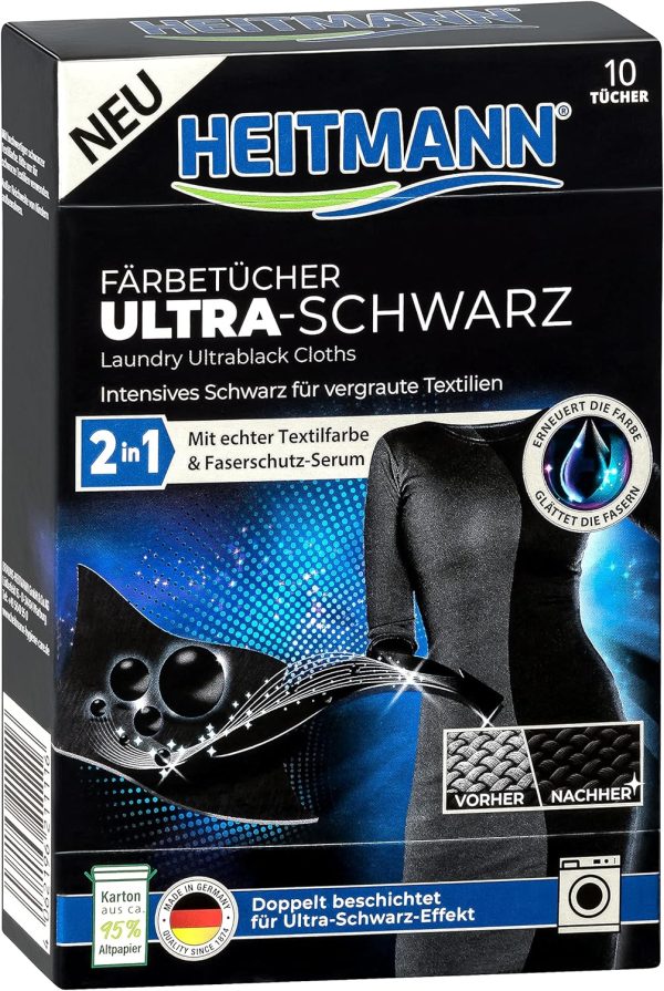 Giấy giặt nhuộm đen quần áo Heitmann Ultra Schwarz